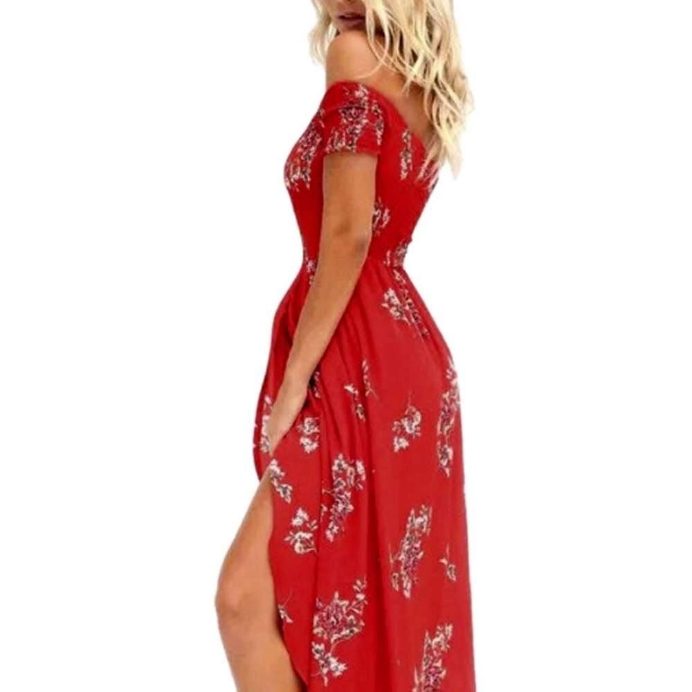 Red maxi boho floral dress - Picture 6 of 8